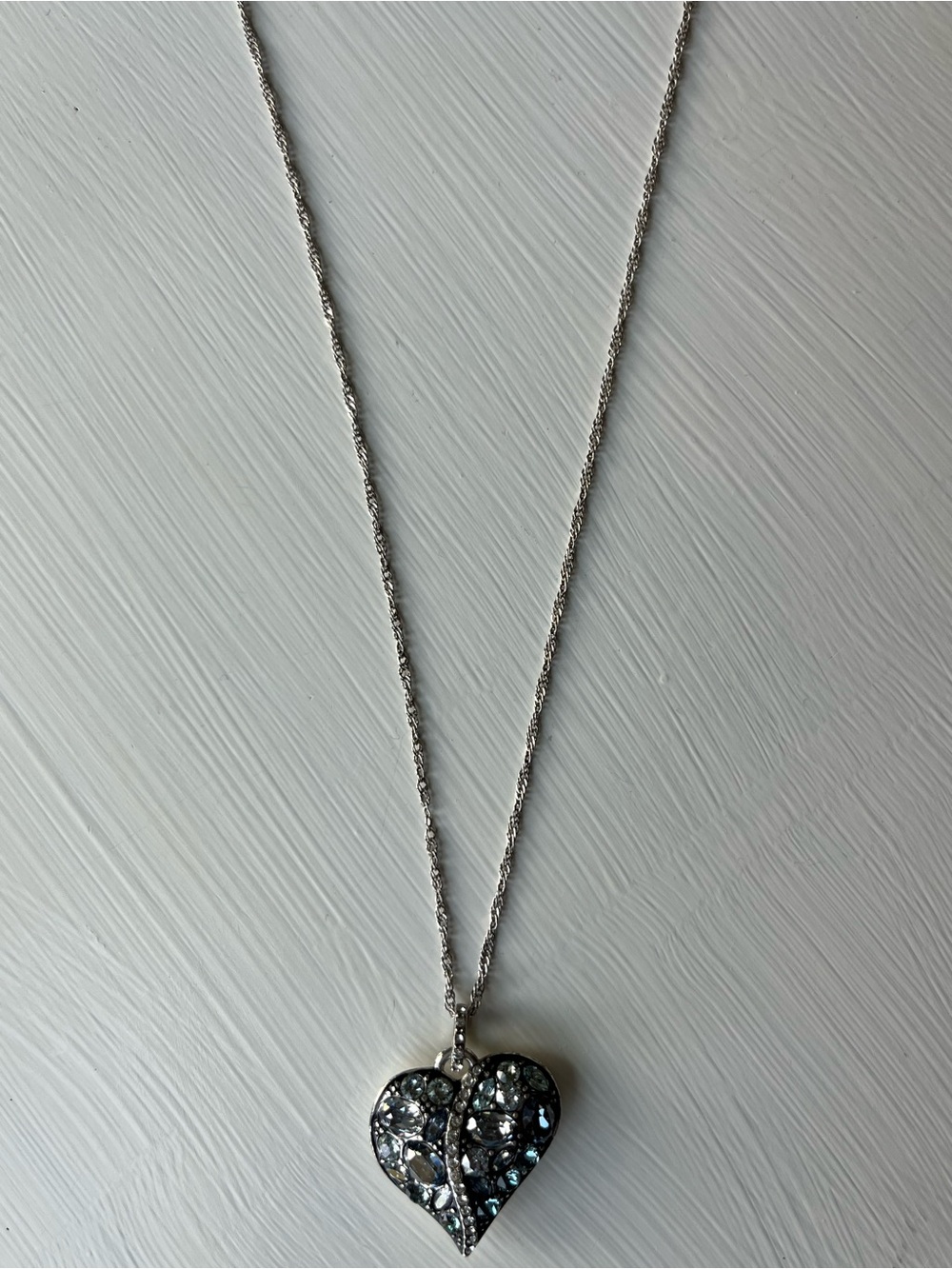 Brighton Silver Heart Pendant Necklace with Clear Sparkling Stones
